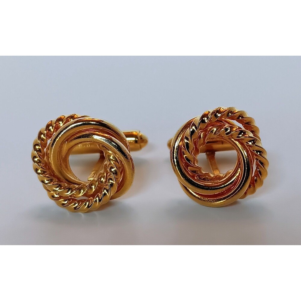 Vintage Goldtone Twisted Rope Knot Cufflinks 5/8 in